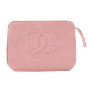 Chanel Pink Caviar Leather Cosmetic Pouch Toiletry
